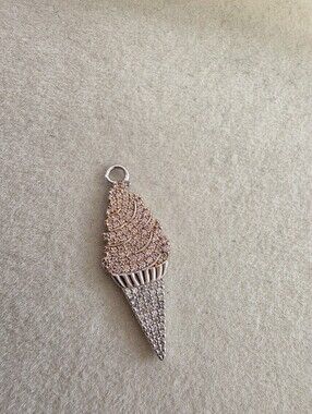 APM Monaco Sterling Silver Crystal Ice Cream Cone Pendant Charm